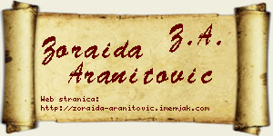 Zoraida Aranitović vizit kartica